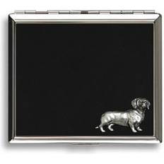Smoking Accessories Knight Daschund Sausage Dog Black Leather Covered Cigarette Case