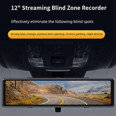 Tlily 12 Inch Rearview Mirror Dash Cam Streaming Media 1080P