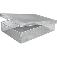 Silver Desktop Organizers YBM Home Silver Hinged Mesh Pencil Box Holder and Desktop Organizer for Office