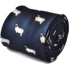 Ties on sale Navy Tie With Sheep Embroidered Design - Dark Navy Blue