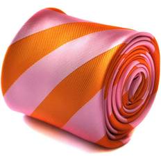 Orange Ties Barber Striped Tie - Bright Orange/Pink