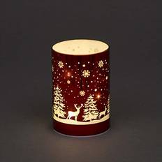 Christmas Decorated Vase 13cm Forest Scene Red Cylinder