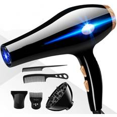 Blue Hairdryers Greenzech 2200W Hair Dryer Strong Power Blow Thermostatic 5-Speed Adjustment Blue-ray Diffuser Comb Kit