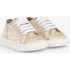 Gold Trainers Moschino Girls Gold Logo Jacquard Trainers - 24