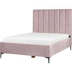 Pacchetti Letto Beliani Set Da Camera Da Letto Rivestiti In Velluto Rosa 140 x 200 cm