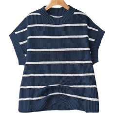 Shein Plus Striped Print Casual Short Sleeve Knit Top