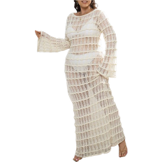 XXL Swimsuit Cover-Ups & Sarong Wraps Shein Cottnline Long Sleeve Crochet Jacquard Dress As Cover