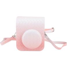 Andoer Instant Camera Bag PU Leather Rain Proof Soft Camera Protective Case with Shoulder Strap for Pink