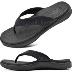 On Black Slippers & Sandals On Mens Flip Flops Comfort Orthotic Plantar Fasciitis Beach Sport Athletic Soft Thong Sandals - Black