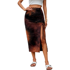 Shein VCAY Tie Dye Drawstring Split Thigh Skirt