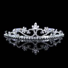 Women Crowns & Tiaras XZGSTORE 3cm Tall Clear Crystal Wedding Bridal Princess Queen Tiara Crown Combs