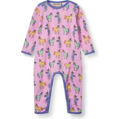 Småfolk Langärmliger Strampler mit Einhörnern - Pink Lavender