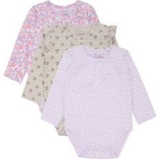 Gröna Bodys Barnkläder Hust & Claire Bella 3-pack Baby Body Wheat Melange Beige
