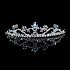 Women Crowns & Tiaras XZGSTORE 3cm Tall Wedding Bride Bridemaid Light Blue Crystal Tiara Crown Combs