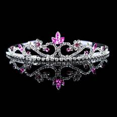 Women Crowns & Tiaras XZGSTORE 3cm Tall Pink Crystal Wedding Crown Comb