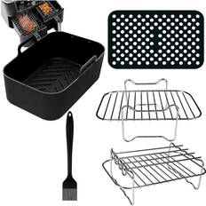 6pcs Double Basket Airfryer Parts For Ninja Foodi Af300uk Af400uk Tower T17088 Zone Deep 7.6l-9.6