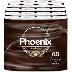 Phoenix 60 Roll Bulk Buy Quilted 3 Ply Shea Butter Fragranced Toilet Rolls
