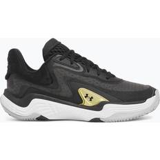 Gold - Men Basketball Shoes Under Armour Spawn 7 Unisex Basketball Shoes - Black/Metallic Gold