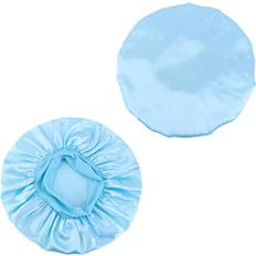 Blue Bonnets Zeuxo Pack Of 2 Silk Bonnets Sleeping Adjustable Satin Hair Bonnets Light Blue