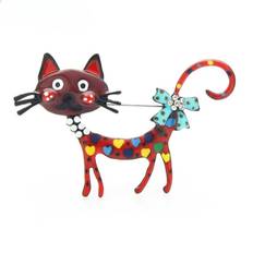 Women Brooches Maxpower Lovely Cat Brooches 2-Color Enamel Pet Animal Party Casual Brooch Pins - Red