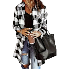 Shein Mode-Herbst 2024 Langarm Karohemd Damen