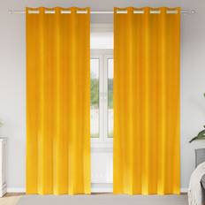 Velvet - Yellow Curtains vidaXL Curtains Mustard Yellow Polyester 140 x 225 cm Decorative Inlays