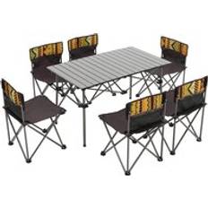 LivingAndHome 7 Piece Folding Camping Table and Chairs Set