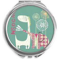 Green Makeup Mirrors DIYthinker Giraffe Elephant Windll Round Portable Pocket Glass - Green