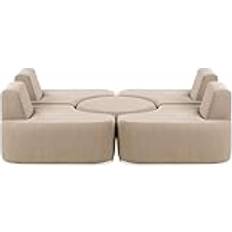 Textile Outdoor Lounge Sets Beliani Modern Upholstered Garden Sofa 4 Seater with Ottoman Quick Dry Foam Beige Fabro Outdoor Lounge Set
