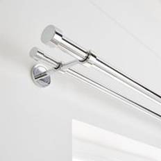 Dunelm Trinity Double Layer Extendable Metal Eyelet Curtain Pole - Chrome