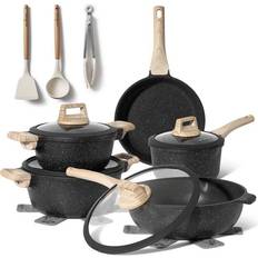 Just Perfecto Induktions Töpfe Schwarz och Pfannen Set mit Klappe 14 teile