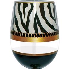 Sunny Deco Zebra Bottoms Up Stemless 18 oz Wine Glass