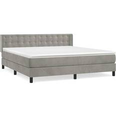 vidaXL Boxspring Met Matras Fluweel Donkerblauw 180x200 cm