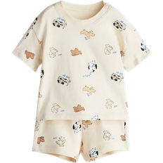 Kinderbekleidung H&M Cotton Set 2-piece - Light Beige/Dogs (1265905003)