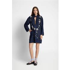 Munthe Dame Kjoler Munthe Fiva Denim Kjole - Pastelblå/Mørkeblå/Oliven