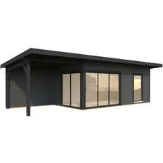 Palmako Friggebodar Palmako Gartenhaus Andrea 17,1+7,9 m2 mit Schiebetür 44 mm dunkelgrau/anthrazit lackiert (Gebäudefläche )