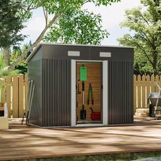 Plastic Sheds Garden Sanctuary 8 x 4ft Charcoal Black Compact Metal Storage Tool Shed (Building Area )