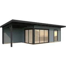 Palmako Friggebodar Palmako Gartenhaus Andrea 17,1+7,9 m2 mit Schiebetür 44 mm hellgrau/anthrazit lackiert (Gebäudefläche )