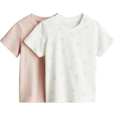 H&M Cotton T-shirt 2-pack - Light Pink/Cherries (1088053017)