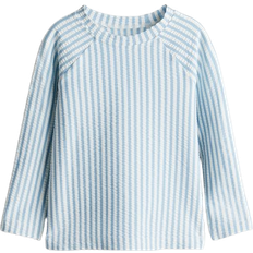 H&M UPF 50 Textured Swim Top - Light Blue/Striped (1277813001)