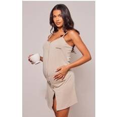 PrettyLittleThing Maternity Sand Mama Strappy Button Up Front Nightie 2