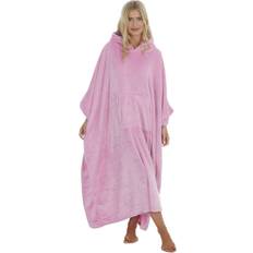 Metzuyan Womens Giant Hooded Blanket Oversized Long Poncho Kangaroo - Pink