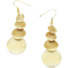 Shein Pair Of European And American Gold/Silver Gold-Plated Metal Long Earrings With Geometric Round Tassel Ladies Earrings, Fashionable Holiday Dating, T