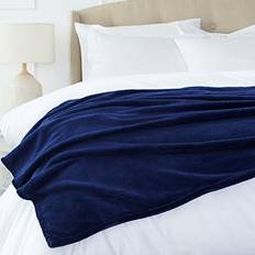 Amazon Basics Copriletto Non Riscaldata Realizzata In Morbido Velluto Felpato 168 x 229 cm Blu Navy Coperta Blu