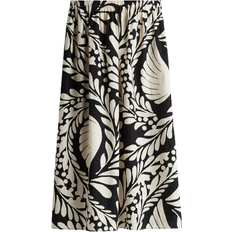H&M Flared Skirt - Black/Patterned