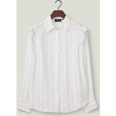 Lexington Bluser Lexington Jacquard Weave Ruffle Blouse - White