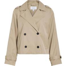 Kort Kappor & Rockar Vila Viaddison L/S Short Trenchcoat - Beige