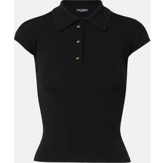 Dam Pikétröjor Dolce & Gabbana Ribbed-Knit Polo Shirt Black