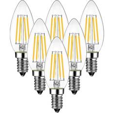 FitVille 4W E14 Led Candle Filament Bulb 806 Lumens 60W Vintage Halogen Bulb Pack Of 6