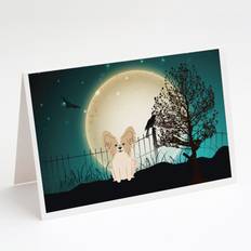 Halloween Cards & Invitations Caroline's Treasures Halloween Scary Papillon Sable White Greeting Cards and Envelopes Pack of 8